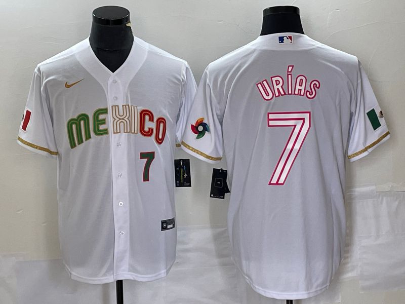 Men 2023 World Cub Mexico #7 Urias White Nike MLB Jersey style 19